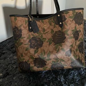 COPY - Coach black roses reversible tote